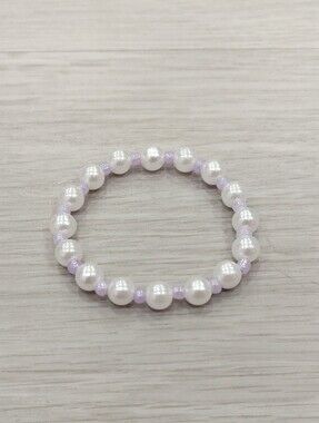 Classic Pearl and Lavender Bead Stretch Bracelet